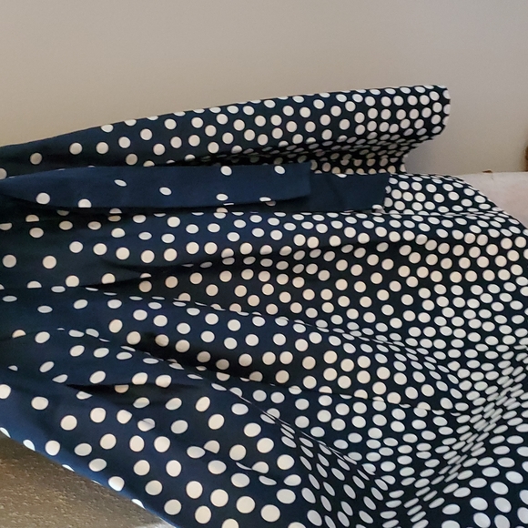 Anne Klein satin woman lined navy blue with polka dots dress - Picture 5 of 8